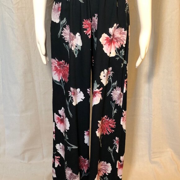 Band of Gypsies Black Floral Palazzo Romper / Jumpsuit S - Picture 6 of 13
